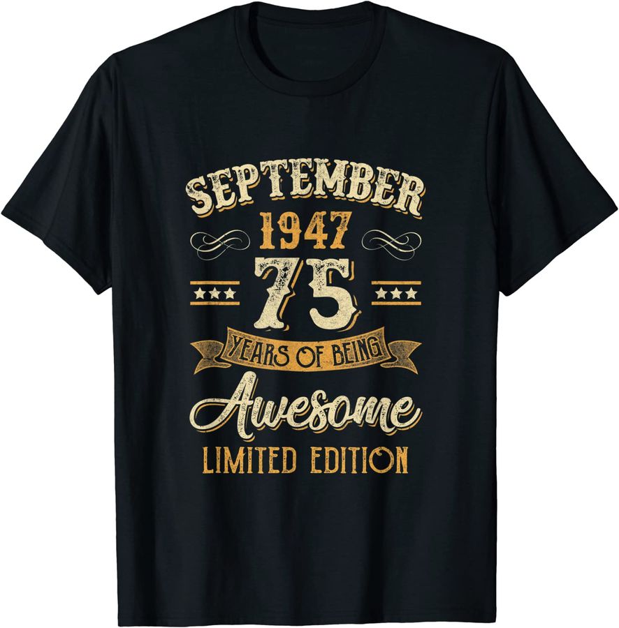 75 Years Awesome Vintage September 1947 75Th Birthday