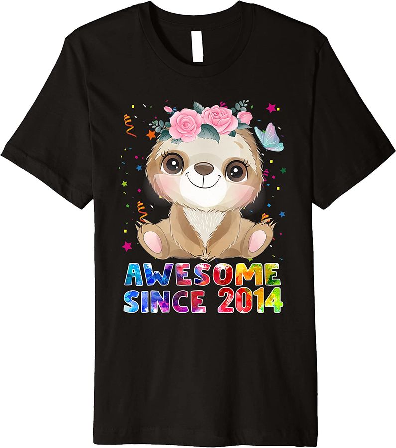 8 Years Old Sloth Lover Awesome Since 2014 8th Birthday Premium