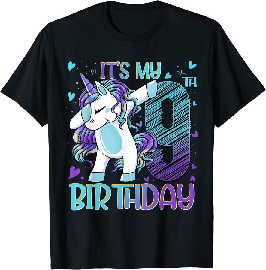 9 Years Old Unicorn Dabbing 9th Birthday Girl Unicorn Party