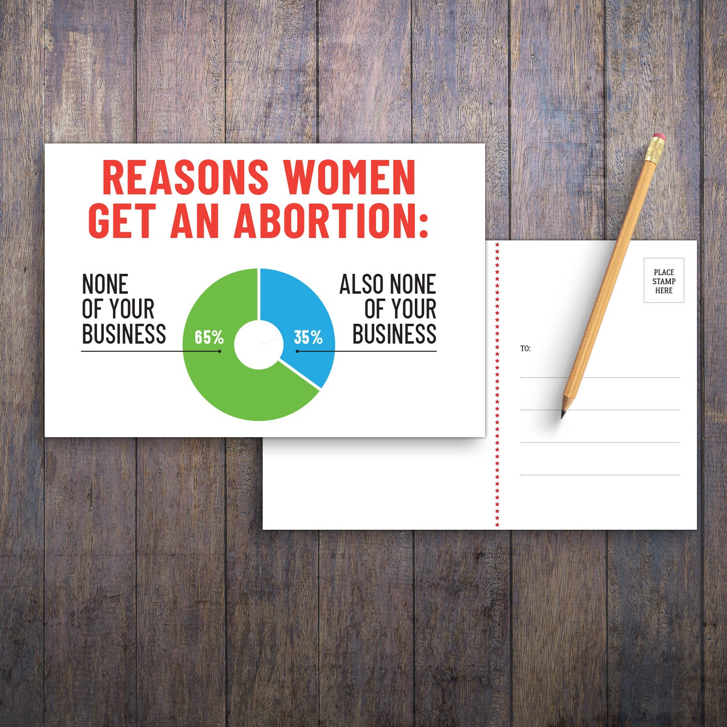 Abortion Reasons PRINTABLE Protest Postcard