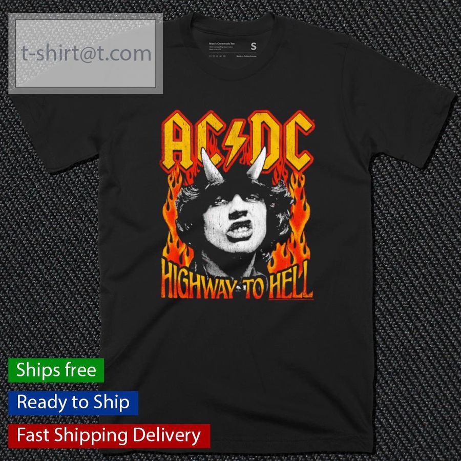 AC DC Highway To Hell Fire Distressed Shirt