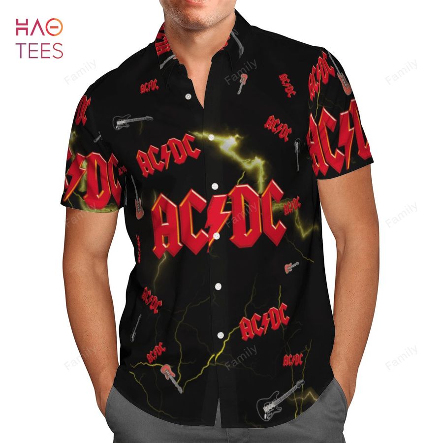 AC DC Yellow Lightning AOP Hawaiian Shirt
