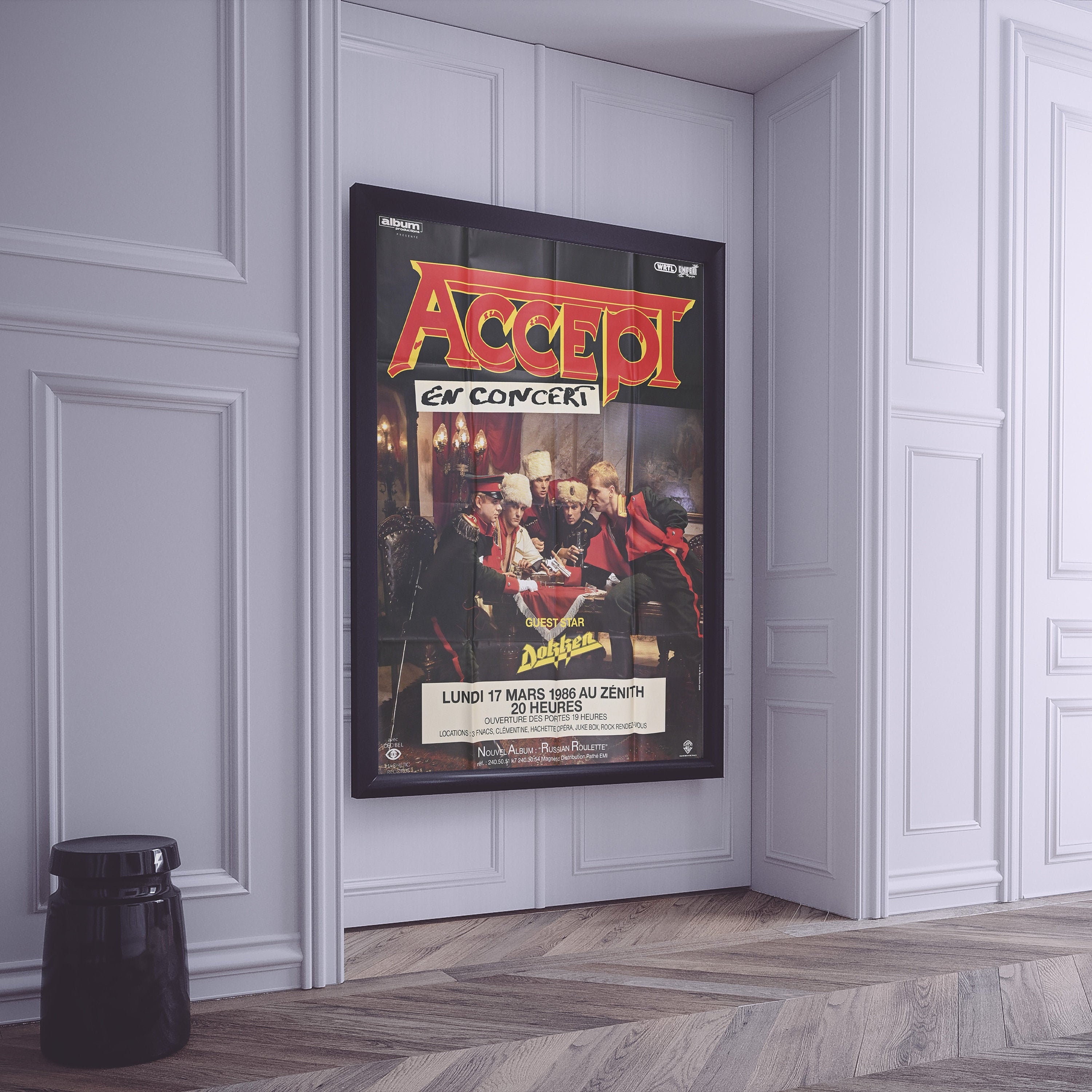Accept  XXL Vintage Poster - 1986 - Paris, Zenith - Russian Roulette Tour
