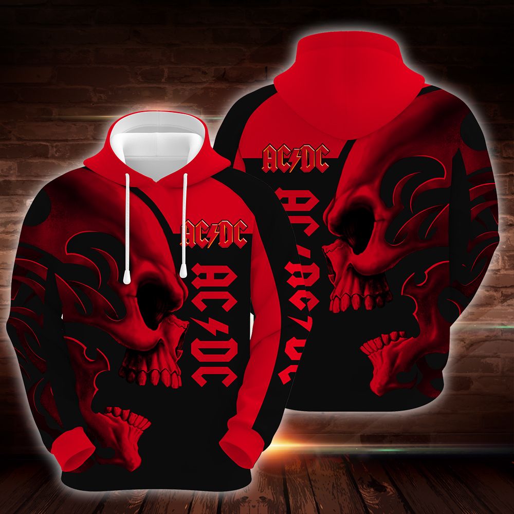ACDC Skull Red Hoodie 3D