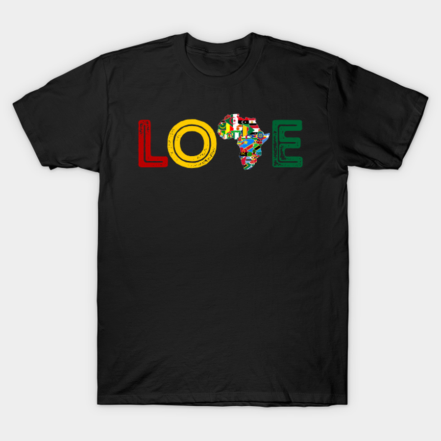 Africa LOVE Continent Map and Matching Country Flags T-shirt, Hoodie, SweatShirt, Long Sleeve.png