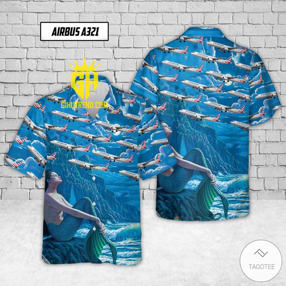 Airbus A321 American Airlines Summer Beach Hawaiian Shirt