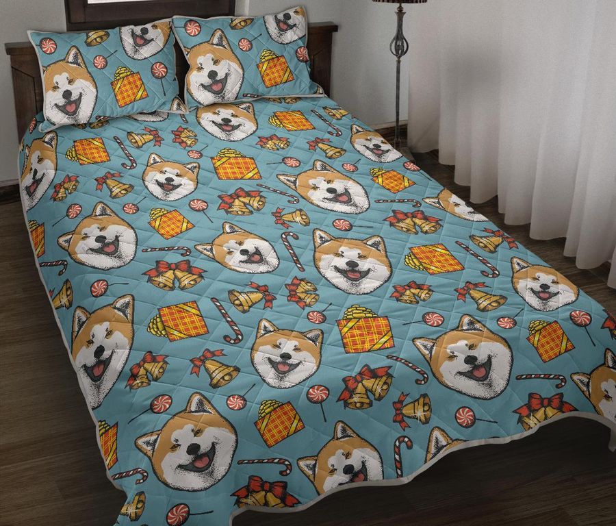Akita Dog Pattern Print Bedding Sets Quilt, Quilt Bed Sets,