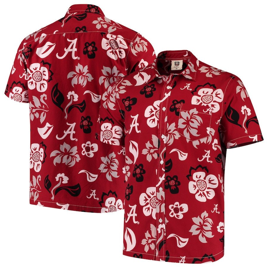 Alabama Crimson Tide Crimson Floral Button-Up Hawaiian Shirt - Red