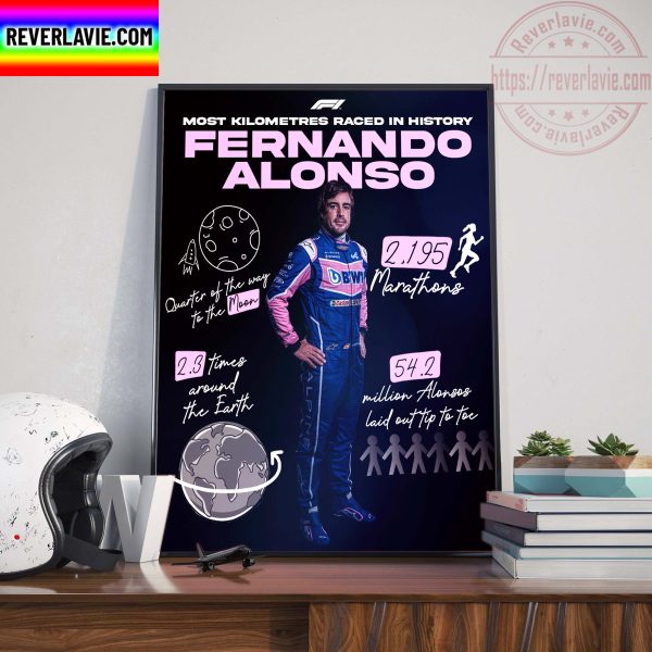 Alpine Team Fernando Alonso The Marathon Man Longest Distance In F1 Home Decor Poster Canvas