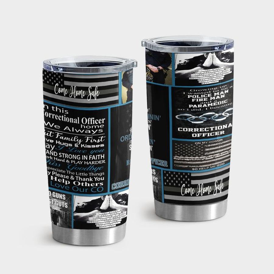 America Gifts Tumbler Cups, Corrections Officer Thin Silver Grey Gray Line American Flag Tumbler Tumbler Cup 20oz , Tumbler Cup 30oz, Straight Tumbler 20oz