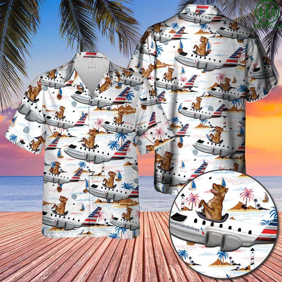 American Airlines American Pit Bull Terrier On Boeing 767-323ER Hawaiian Shirt