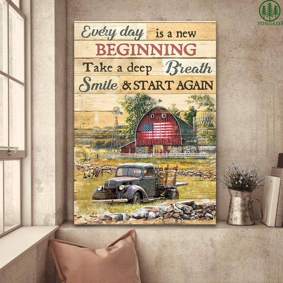 American Peaceful farm Every day is a new beginning Canvas