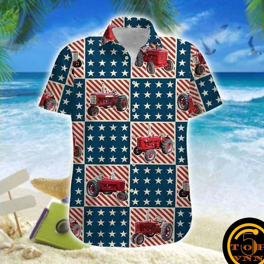 American Tractor 4th of July Hawaiian Shirt And Shorts
