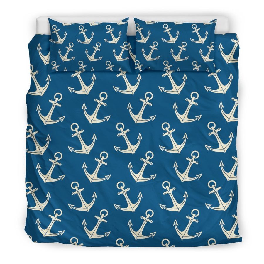 Anchor Nautical Print Pattern Duvet Cover Bedding Set