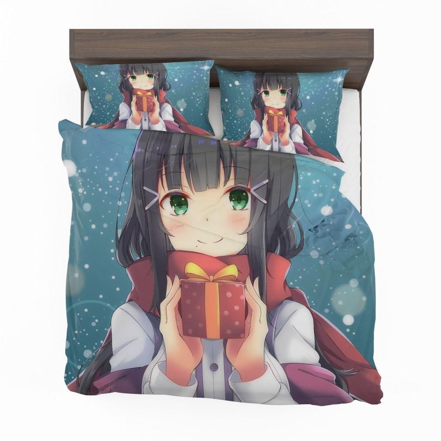 Anime Girl Winter Xmas Gift Bedding Set Duvet Cover Set