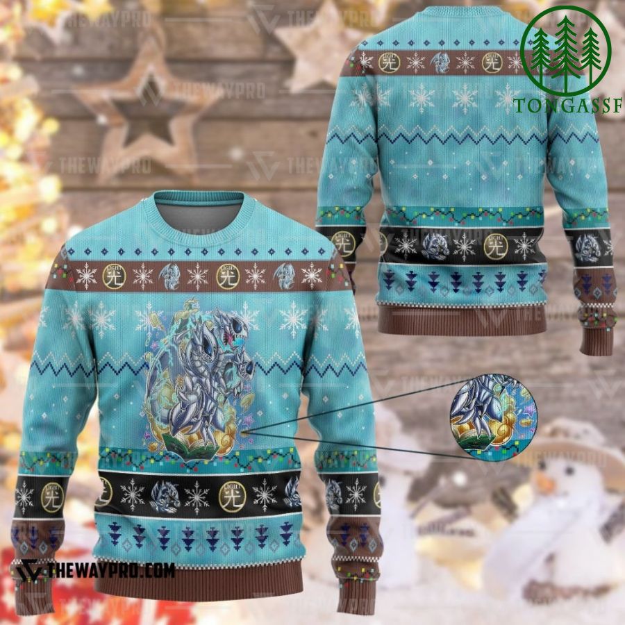 Anime YugiOh Blue Eyes Toon Ultimate Dragon Ugly Knitted Sweater
