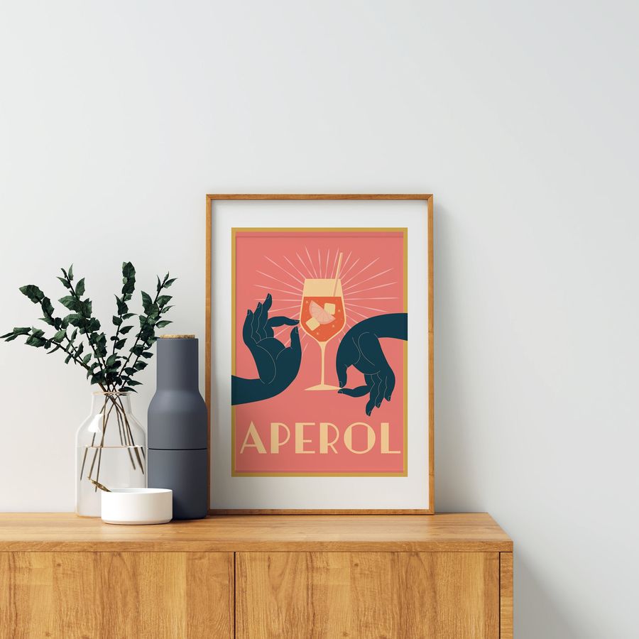 Aperol Poster  Aperol Spritz print  Cocktail poster A4 A3