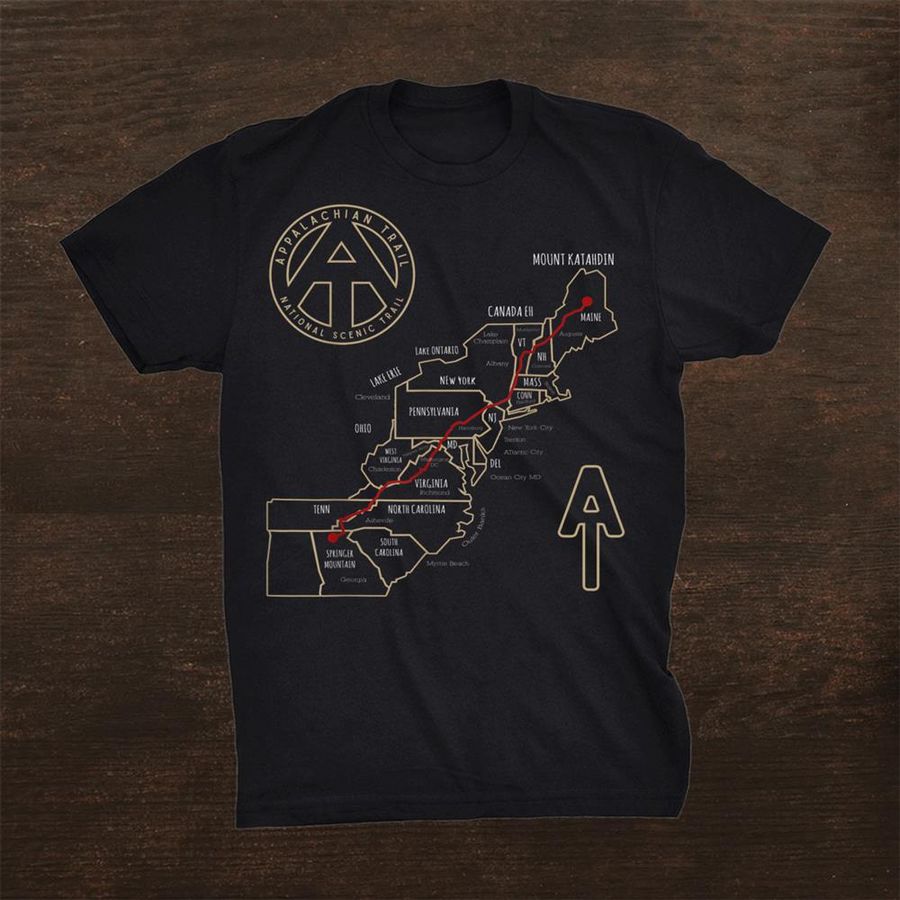 Appalachian Trail Hiking Map Outdoor Adventure Trailing Shirt