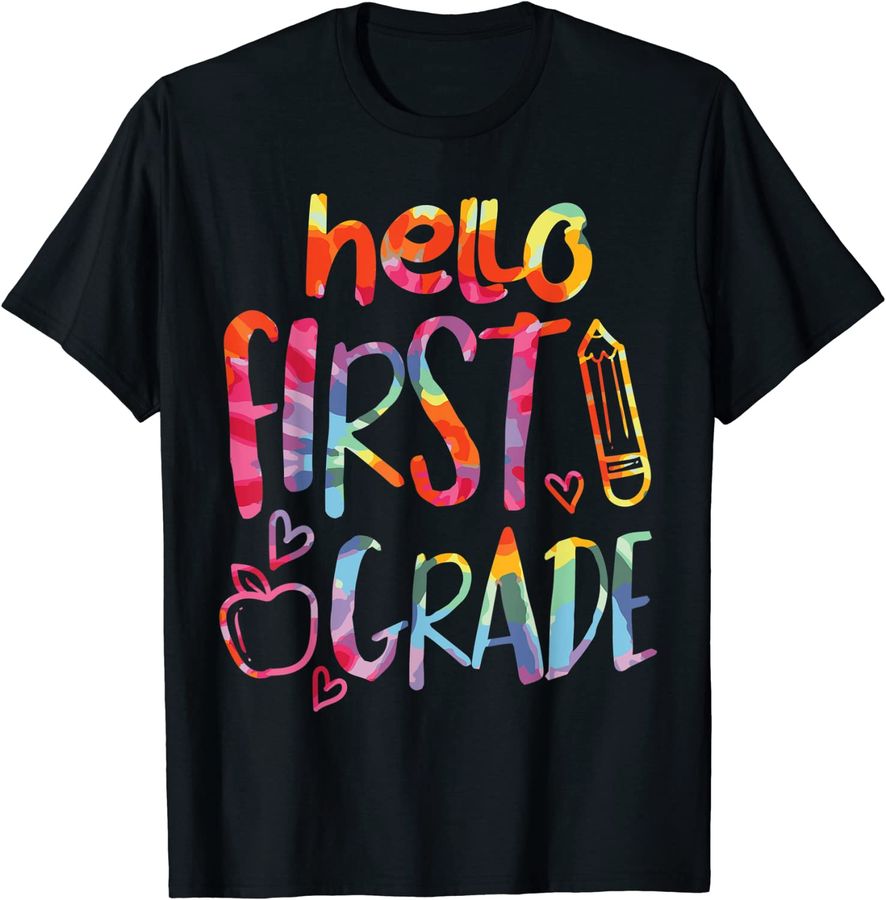 Apple Hello 1st Grade First Day Of School Boys Girls Teacher