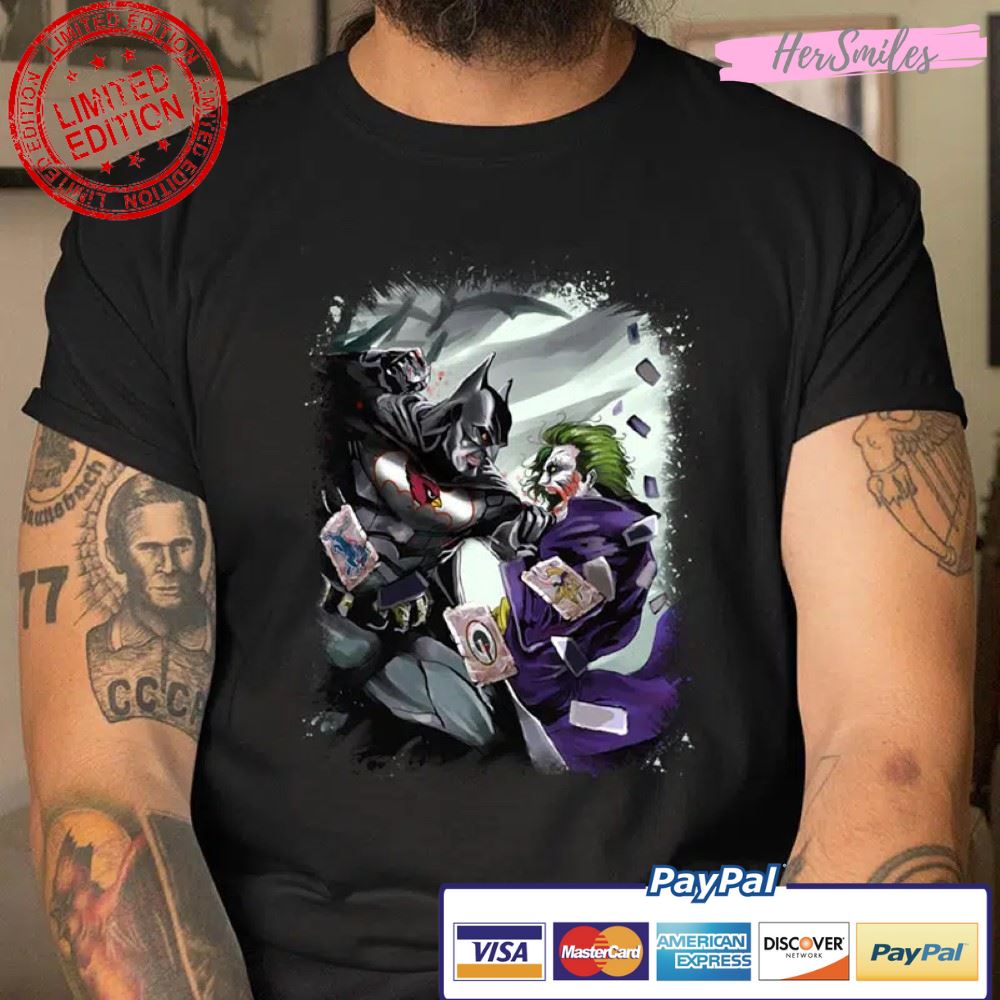 Arizona Cardinals NFL Football Batman Fighting Joker DC Comics T Shirt