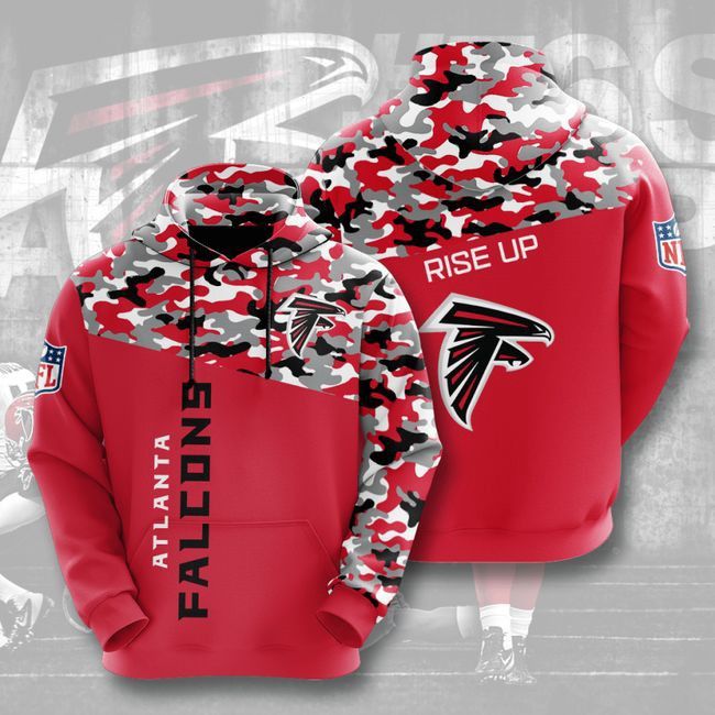 Atlanta Falcons Football Camo 3D Hoodie Hooded Pocket Pullover Sweater