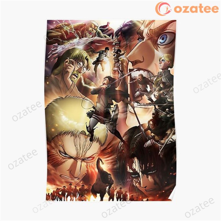 Attack On Titan Design Poster Print Home Printing Gift Canvas Fan