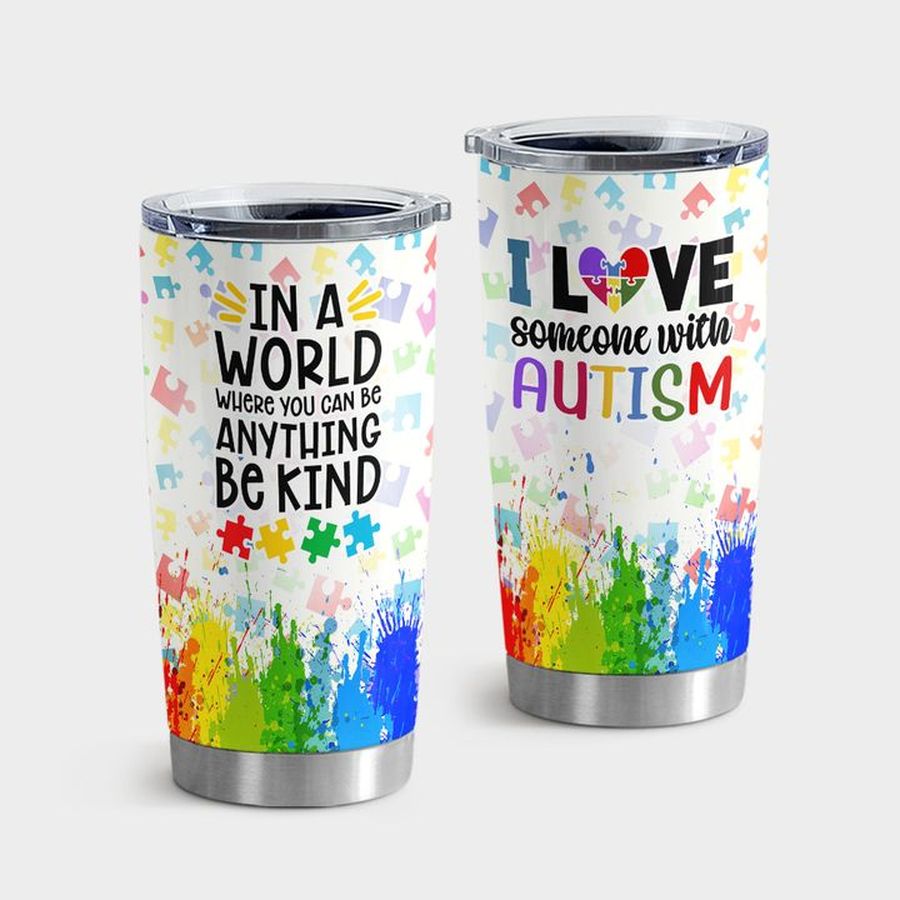 Autism Awareness Tumbler With Lid, Be Kind Autism Tumbler Tumbler Cup 20oz , Tumbler Cup 30oz, Straight Tumbler 20oz