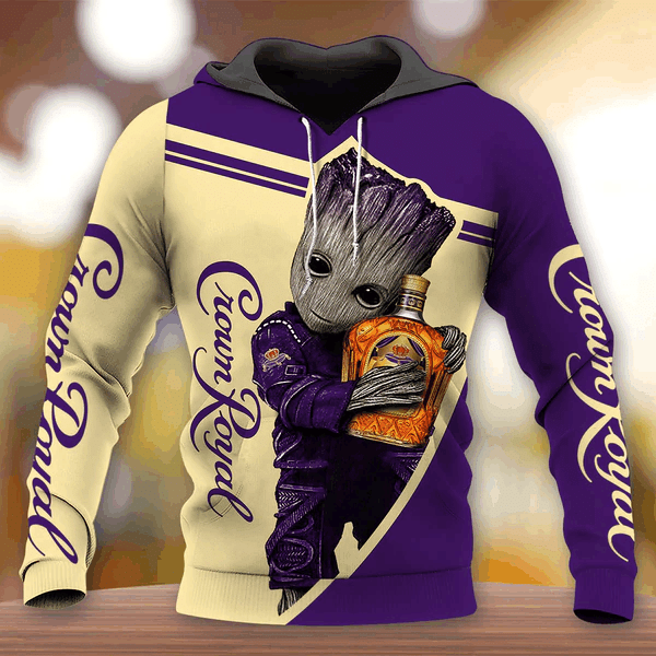 Baby Groot And Crown Royal Men And Women 3D Full Printing Hoodie Shirt Crown Royal Baby Groot 3D Full Printing Shirt Crown Royal Whisky 3D Hoodie Shirt