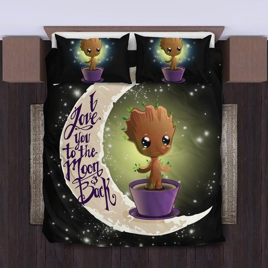Baby Groot Love Moon And Back Bedding Set Duvet Cover Set