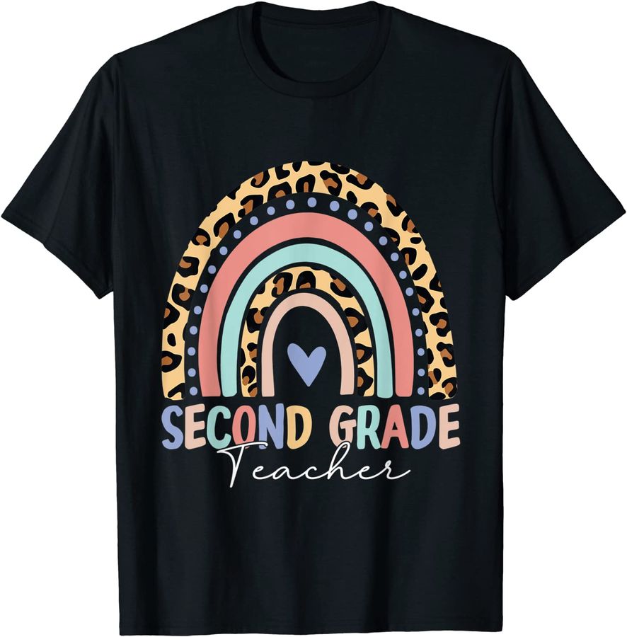 Back To School Rainbow Leopard Second Grade Teacher Women