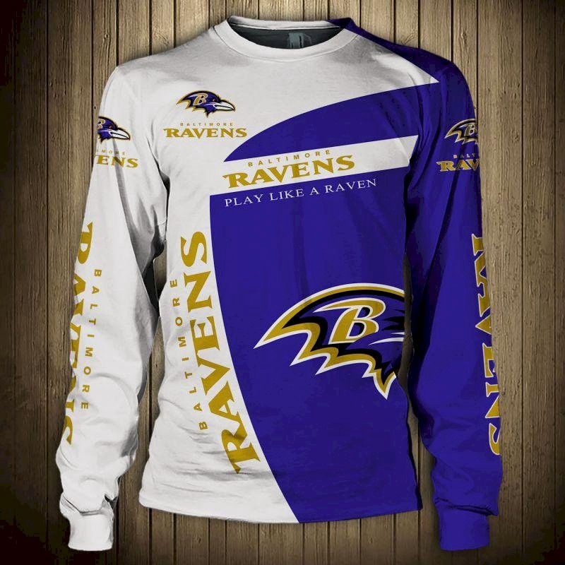 Baltimore Ravens Crewneck Sweatshirt 3D Long Sleeve Custom