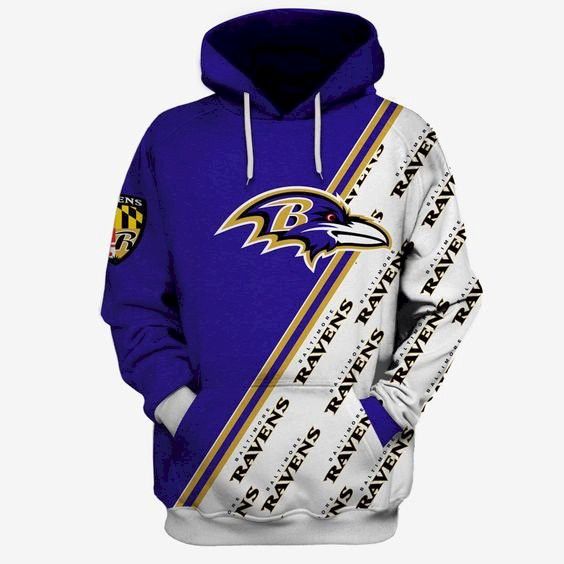 Baltimore Ravens Hoodie Football Zipper Sweatshirt Fan's Casual Hooded Jacket 