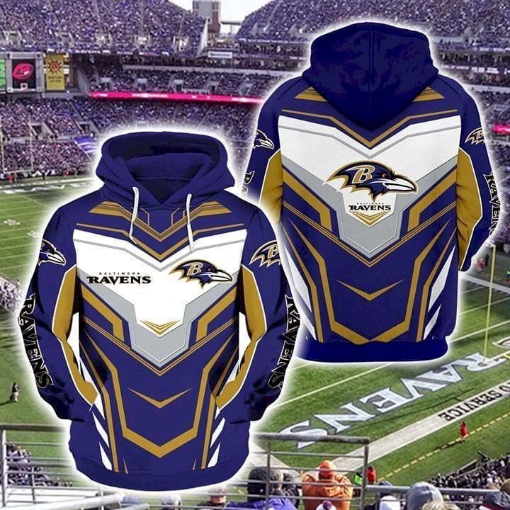 Baltimore Ravens Nfl Blue 3D Hoodie Sweatshirt