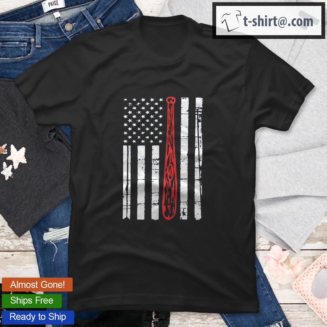 Baseball American Flag Bat Player Fan Gift Patriot Shirt