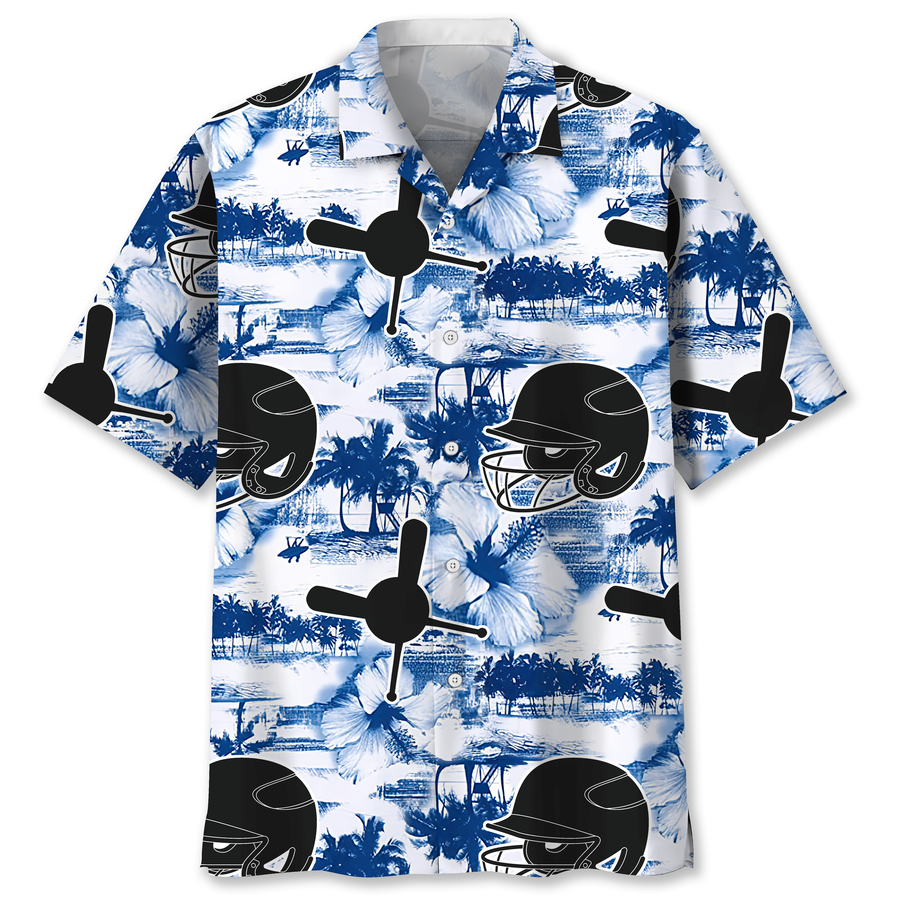 Baseball Blue Nature Hawaiian Shirt.png