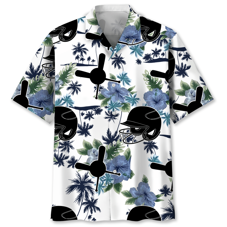 Baseball White Nature Hawaiian Shirt.png