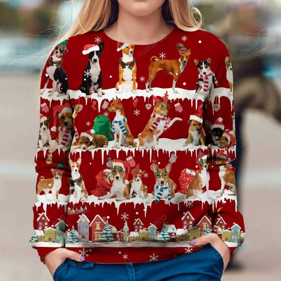 Basenji Snow Christmas Ugly Sweater Ugly Sweater Christmas Sweaters Hoodie
