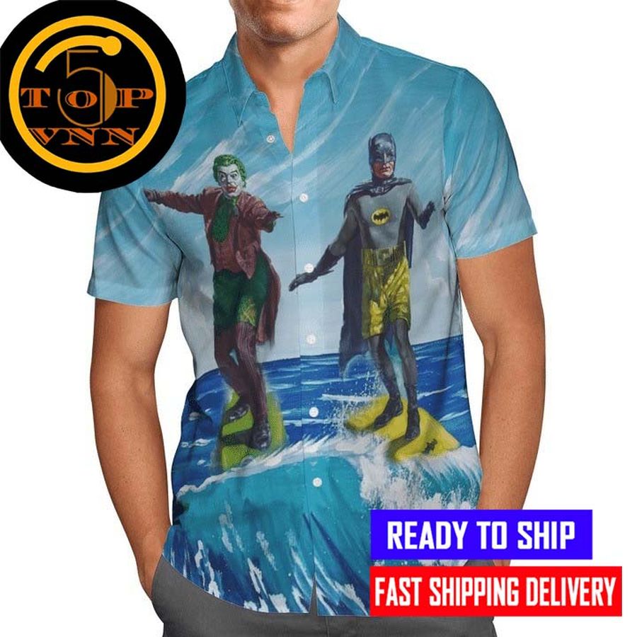 Batman Joker Surfing Short Sleeve Hawaiian Shirt And Shorts