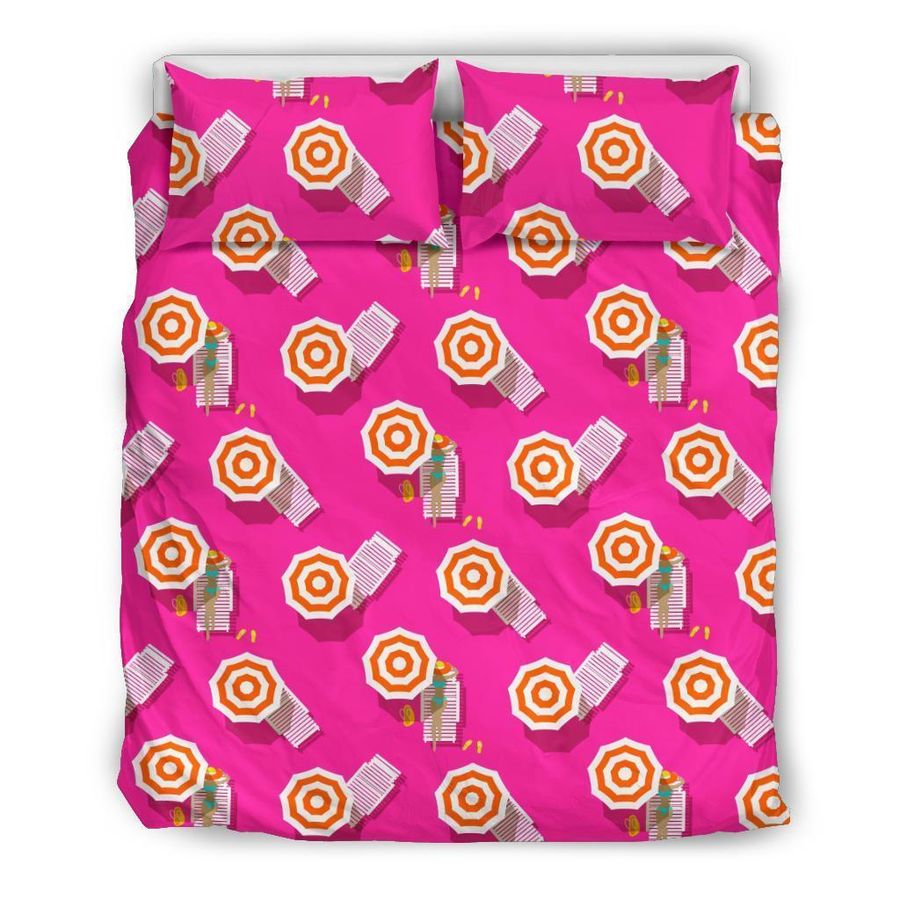 Beach Pink Pattern Print Duvet Cover Bedding Set