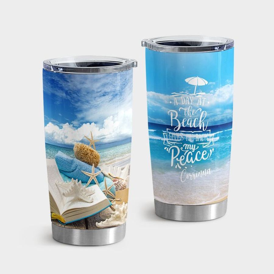 Beach Stainless Steel Tumbler, A Day At The Beach Tumbler Tumbler Cup 20oz , Tumbler Cup 30oz, Straight Tumbler 20oz