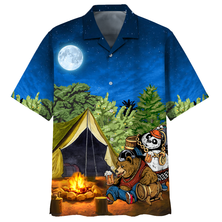 Bear Camping Hawaiian Shirt Tshirt 3D.png