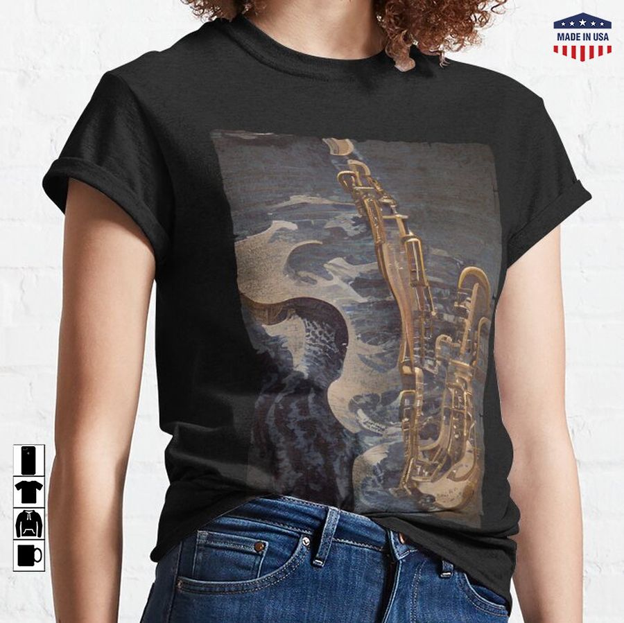 Beautiful Saxophonists Art Abstract Futuristic Digital Graphic Classic T-Shirt