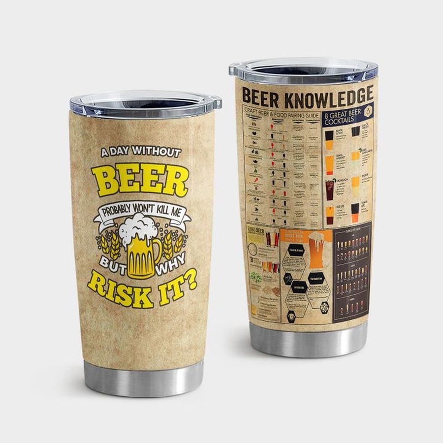 Beer Bottle Insulated Tumbler, Beer Knowledge Tumbler Tumbler Cup 20oz , Tumbler Cup 30oz, Straight Tumbler 20oz