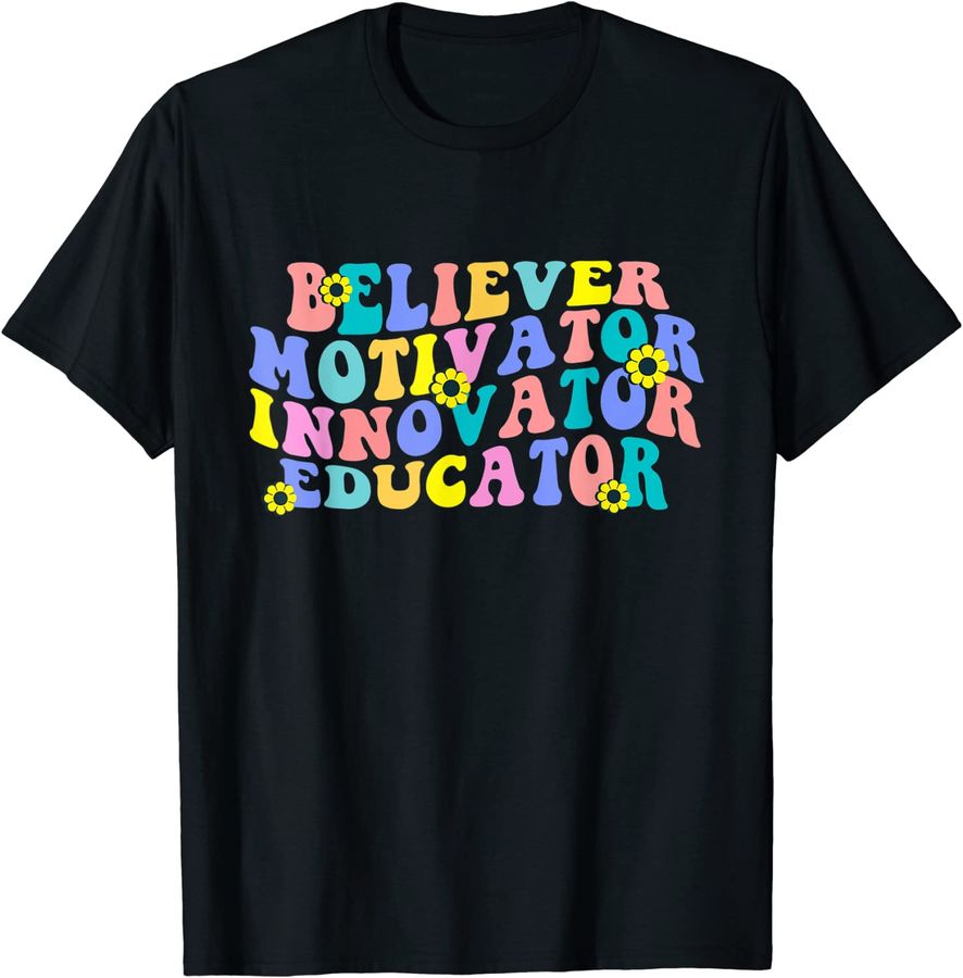 Believer Motivator Innovator Educator Retro Teacher Gifts_2