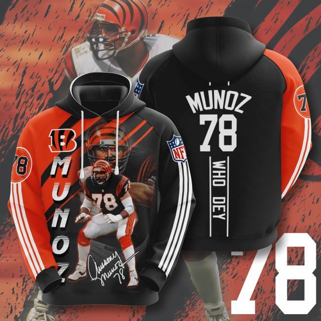 Bengals 78 Anthony Munoz 3D Hoodie Hooded Pocket Pullover Sweater