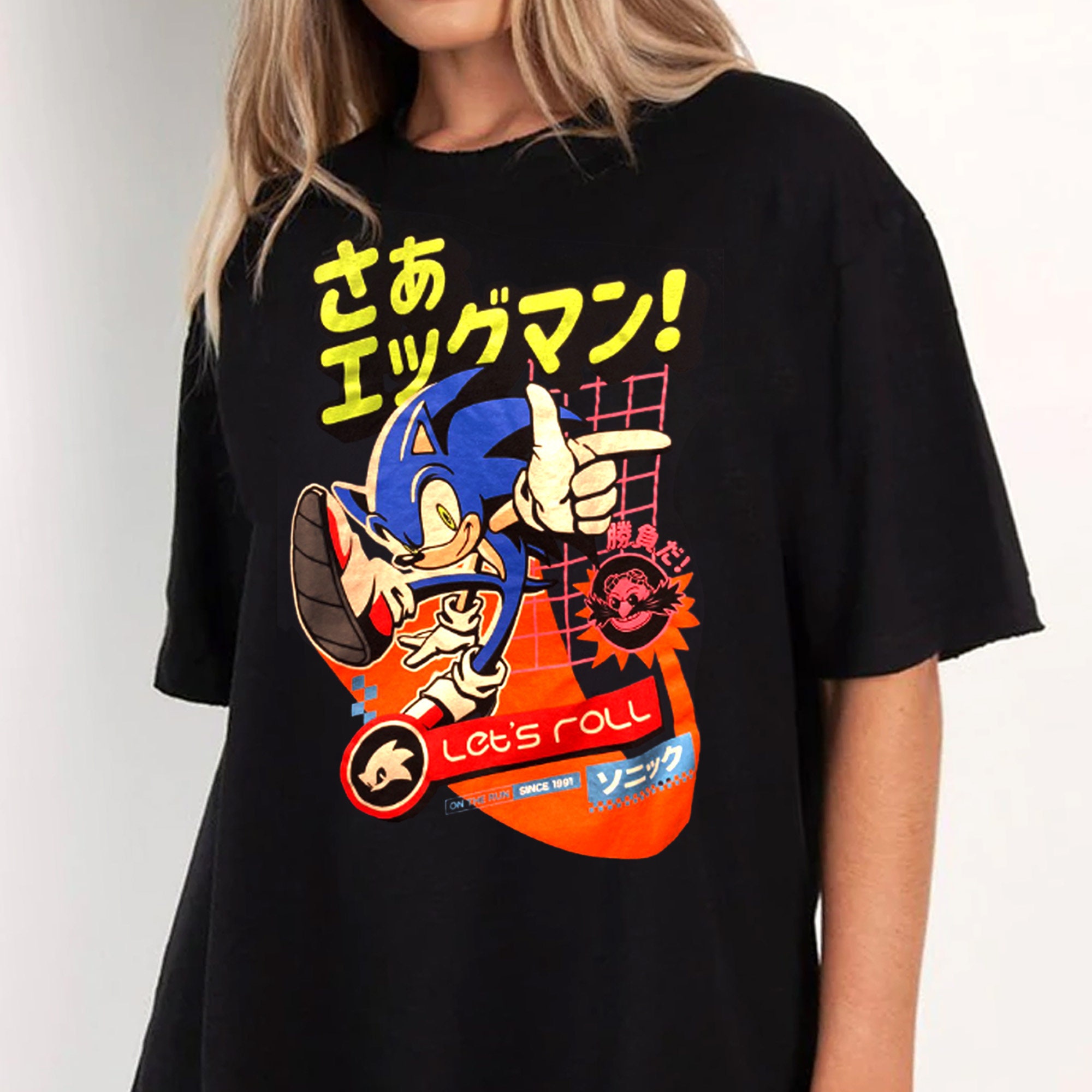 Bioworld Sonic The Hedgehog With Kanji Unisex T-Shirt