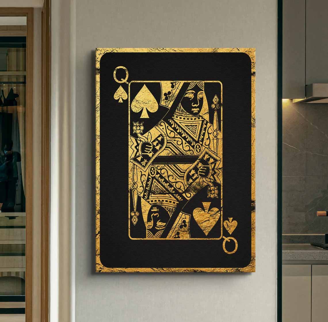 Black And Gold Queen Of Spades Card Poster