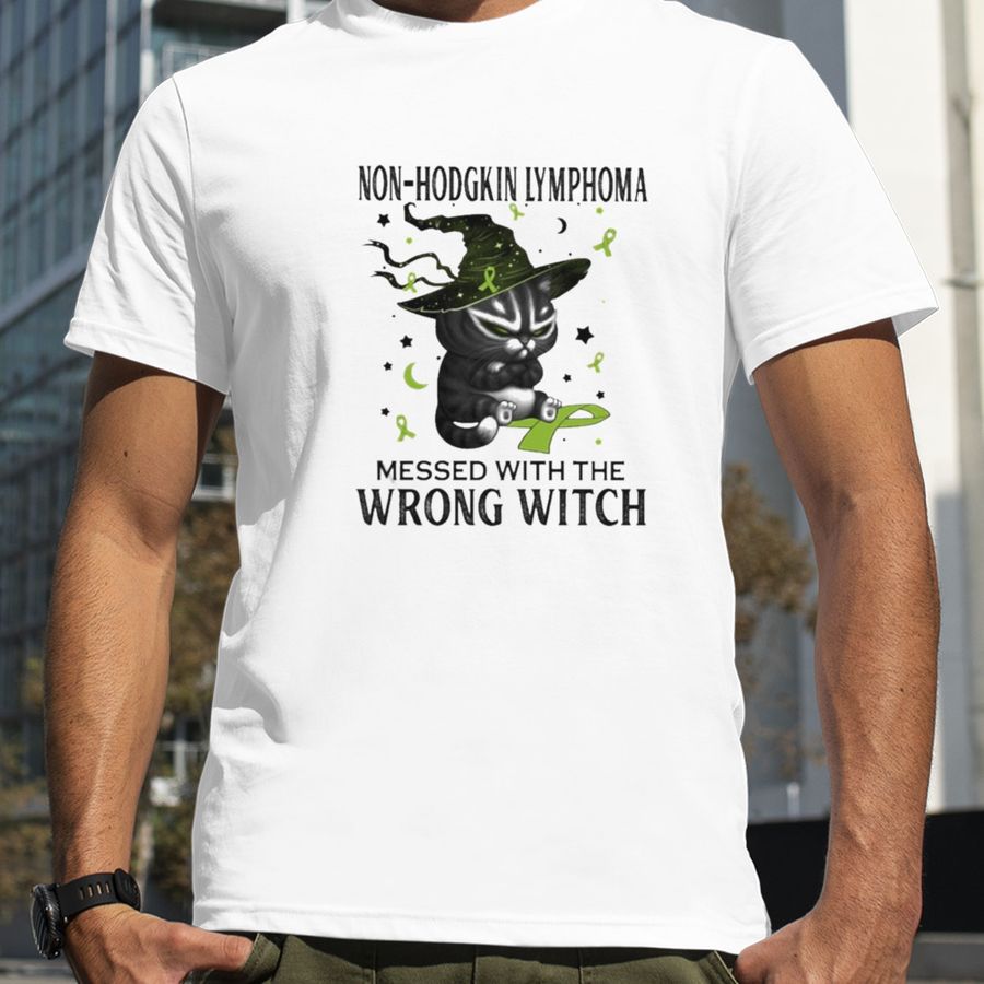 Black Cat Non Hodgkin Lymphoma messed with the wrong Witch halloween shirt