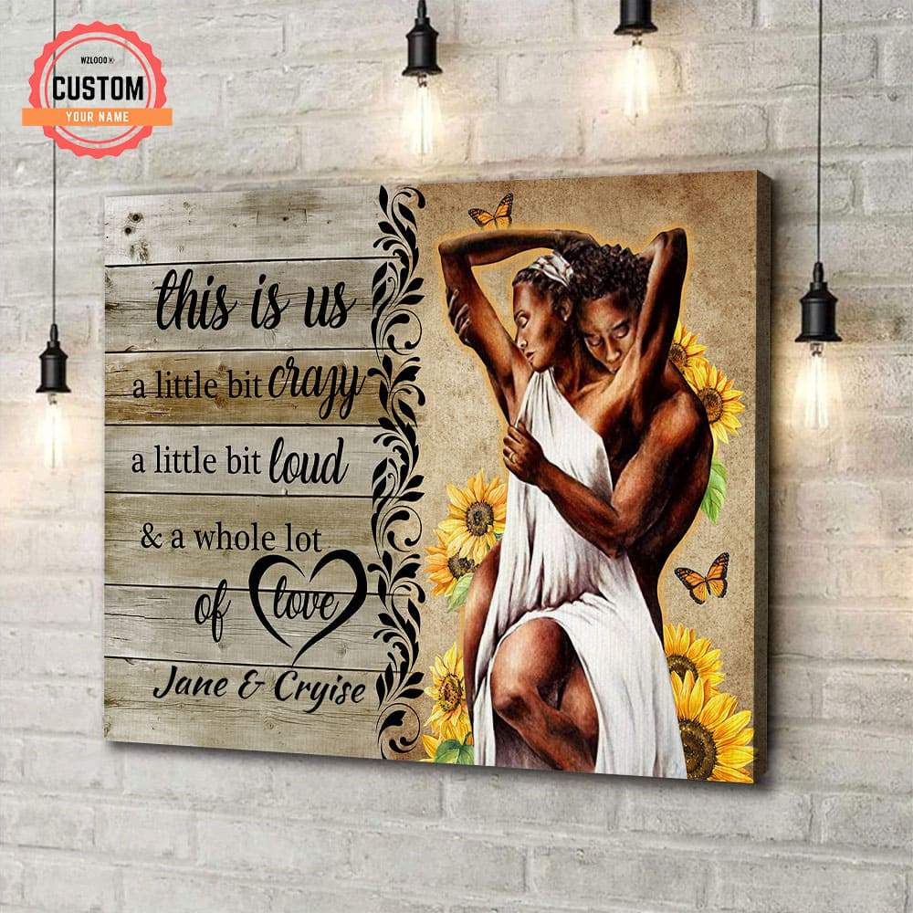 Black King And Queen In Love Custom Name Canvas