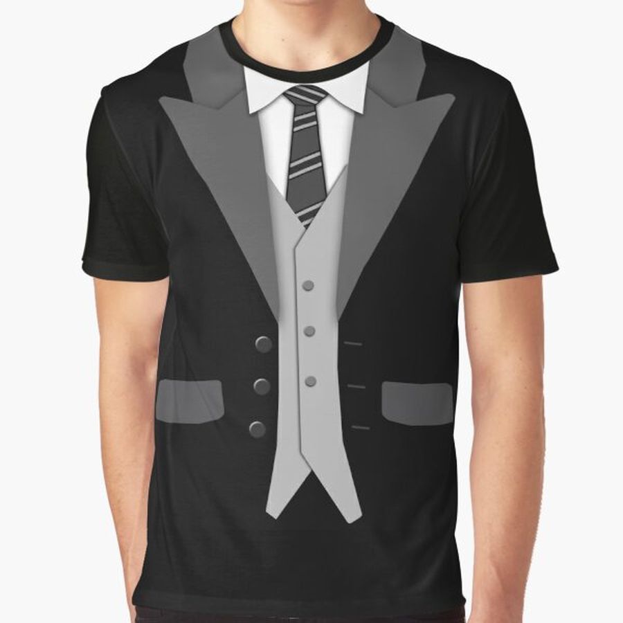 Black Suit Tie and Vest Graphic T-Shirt